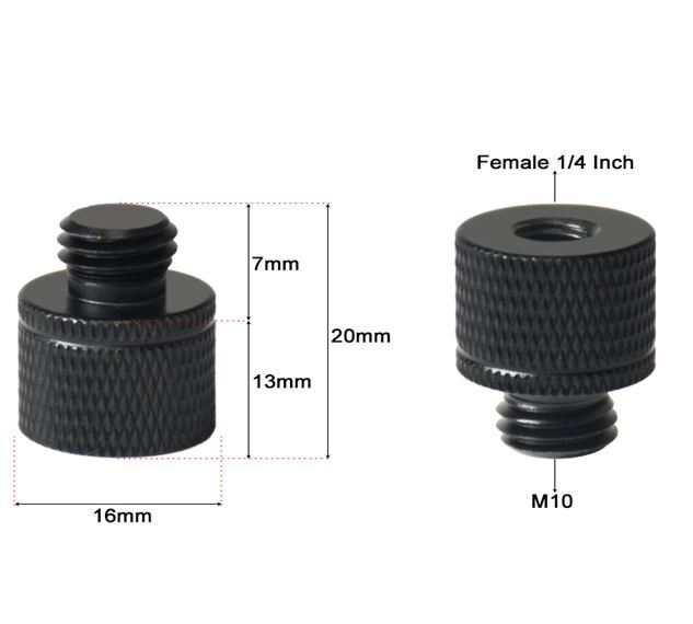 PATIKIL Adattatore Vite Treppiede Femmina 1/4 Maschio M10, 2 Pz