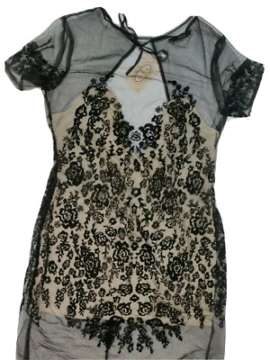 Zaful Mesh Maxi Dress Women's Size Large Short Sleeve Low Back A417 | eBay