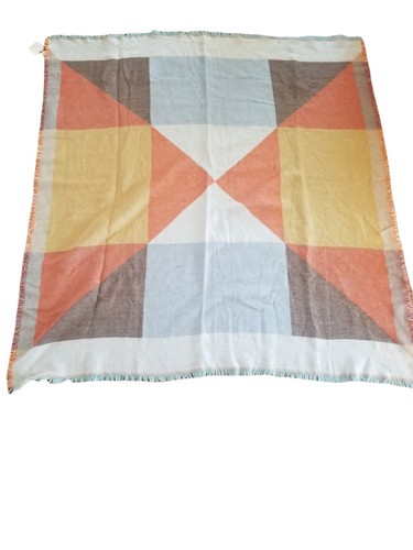New Nordstrom Bliss Plush Throw Blue Multi Color Geometric Print 60 x 50 New - Picture 12 of 12