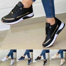Womens Running Trainers Sports Sneakers Lace Up Platform Ladies Comfy Shoes