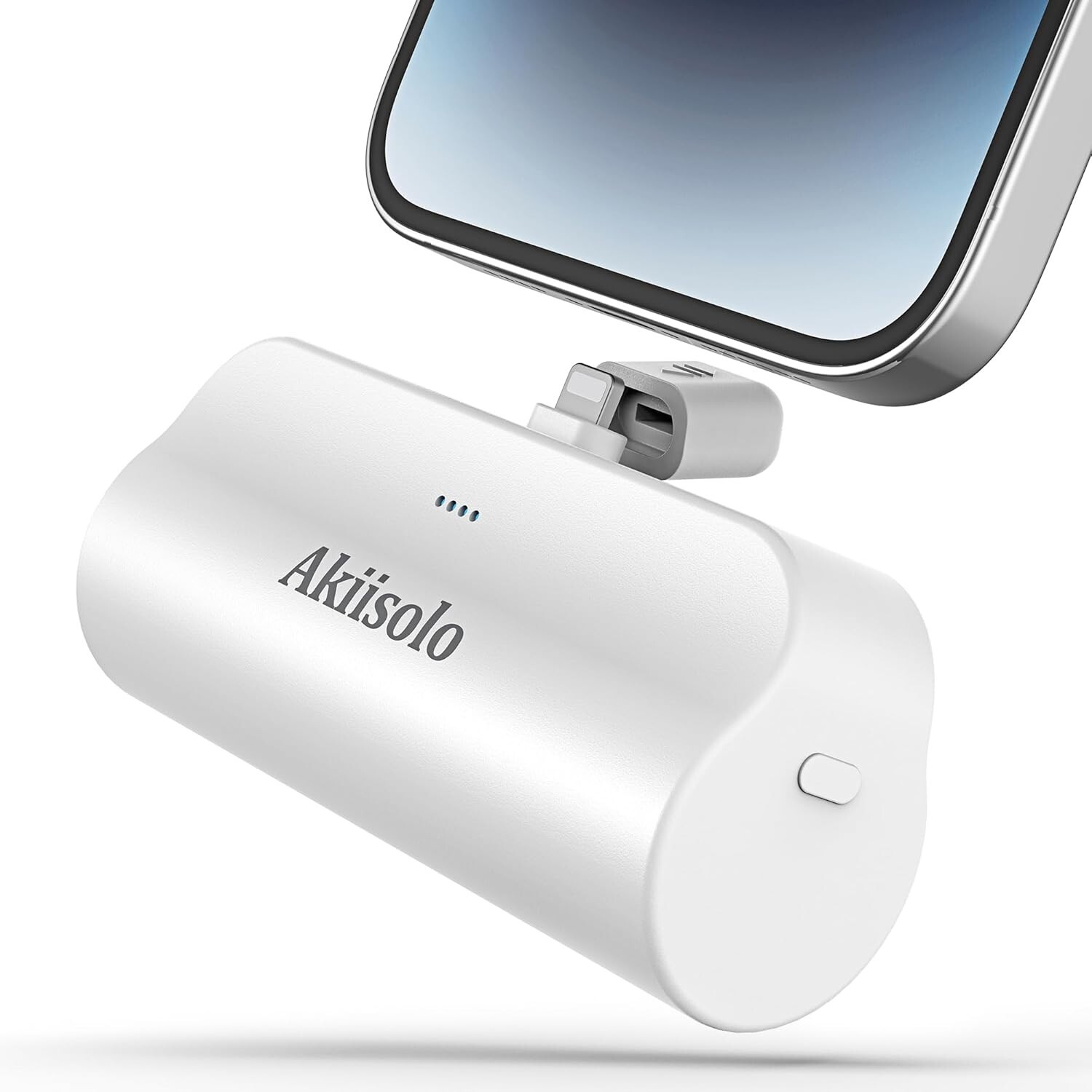 Portable Charger Power Bank For iPhone With Dual Infterface, 5000mAh White Black-image