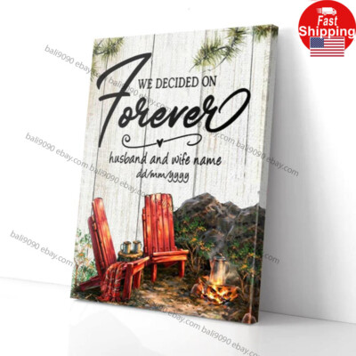 Personalized Couple Hippie We Decided On Forever Custom Name Date Matte Poste...