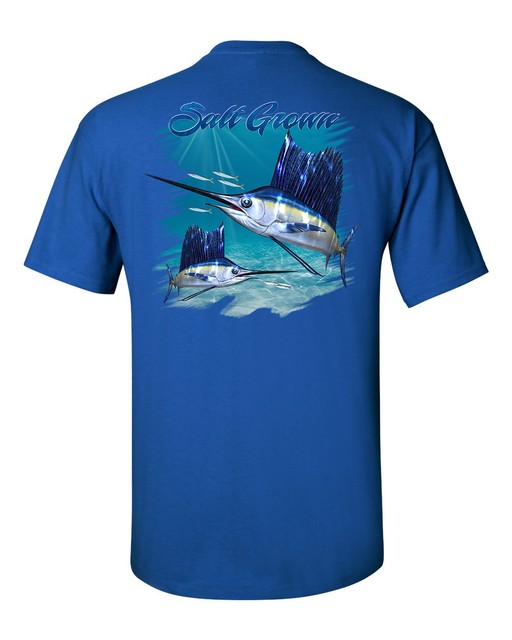 Salt Grown Saltwater sailfish fishing t shirt deep sea ocean life fish