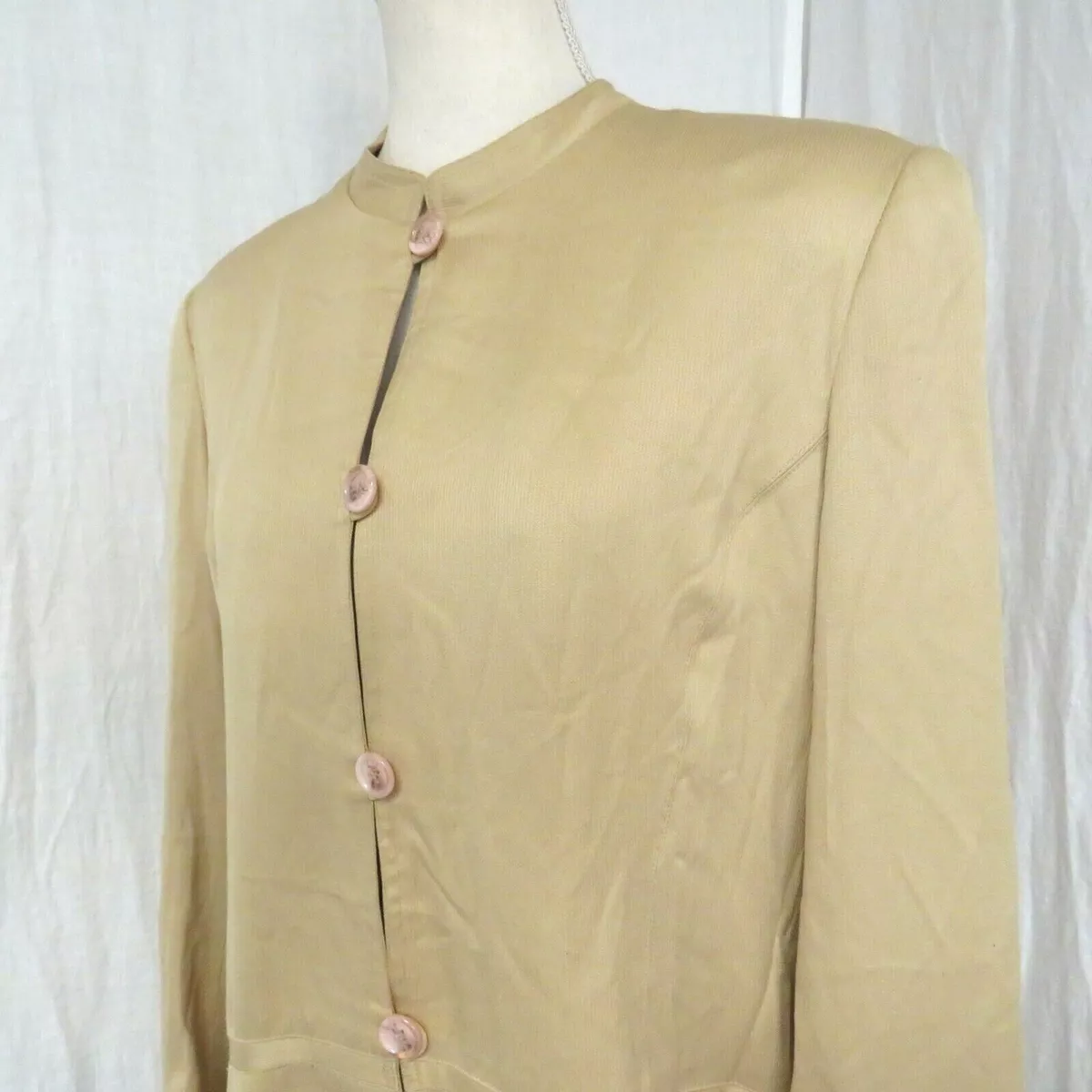 Kinu by Mitsu Women's Jacket 100% Silk Soft Straw Color Japanese Designer