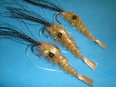 FLY FISHING FLIES - Tan CRYSTAL SHRIMP size #6 (3 each)