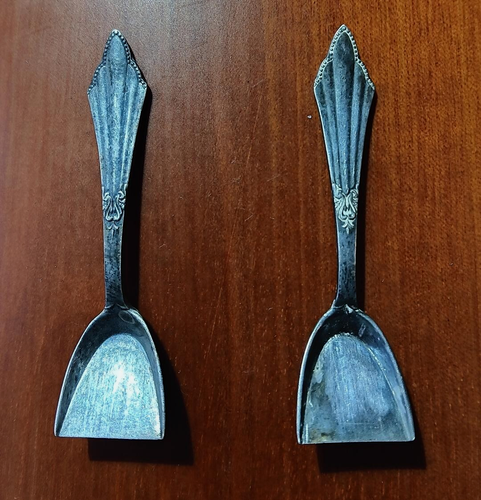 Vintage Pair matching salt spoons shovels WMF I/0 Germany Silver Plate 2.5"