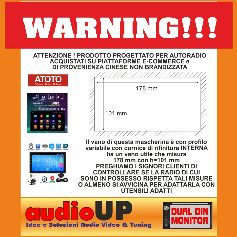 MASCHERINA RADIO 2 DIN FIAT DUCATO 1996>2006 STAFFE ABS PER RADIO 7" O CINESI - Imagen 2 de 4