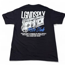 LGND Supply Co Tee Shirt Adult Size Large Black Rich Club Y2K Streetwear Logo