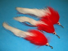 FLY FISHING FLIES - Red/White BARRY'S PIKE FLY size #3/0 (3 pcs.) 