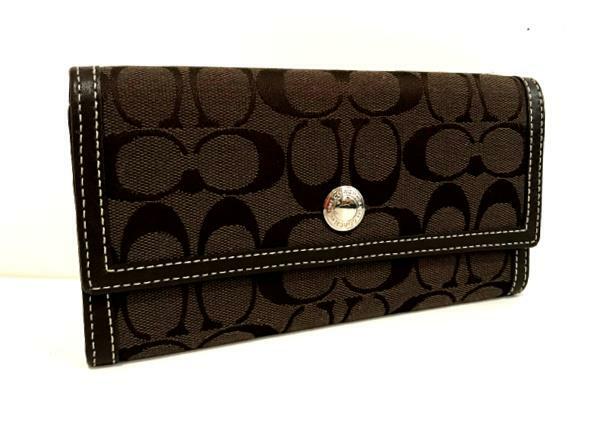 NWT COACH HAMPTONS CHOCOLATE SIGNATURE LG SLIM ENVELOPE PURSE BAG