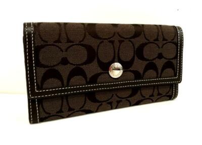 NWT COACH HAMPTONS CHOCOLATE SIGNATURE LG SLIM ENVELOPE PURSE BAG