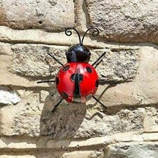 Ladybug Garden Ornament Metal Sculpture Outdoor Decor Insect Bug Wall Art