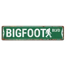 Bigfoot Blvd Street Sign - 18x4 Inch Rustic Metal Decor for Bigfoot Lovers