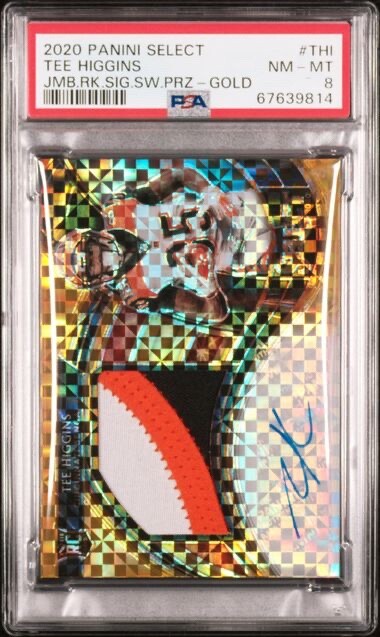 Tee Higgins Panini Select Jumbo Rookie Signature Swatch Prizm #THI Gold