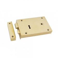 Large Polished Brass Rim Lock Rim Latch Set - Right Hand Orientation