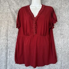Vintage 90s Y2k Red Ruffle Babydoll Top Womens 18/20 Rockabilly Gothabilly Vamp