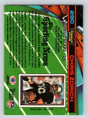 1991 Stadium Club - RC #290 Chris Zorich | eBay