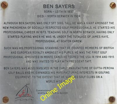 Photo 6x4 Ben Sayers - biographical plaque North Berwick Information abou c2013