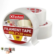 Filament Duct Tape, Transparent, 2 Inches x 30 Yards 3-Pack , Extreme Fiberg...