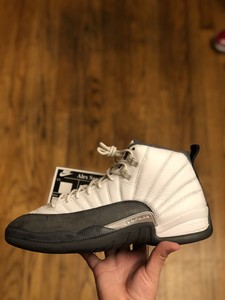 jordan 12 white gym red dark grey