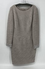 ELIZA J Chambray Shimmery Long Sleeve Ruched Design Stretch Dress Size 14 NWT