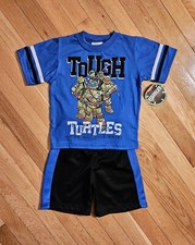 NEW Teenage Mutant Ninja Turtles Little Boy Tee Short Set, Blue sz 4-6