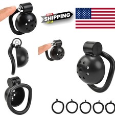 Chastity Cage Male Flat Design Black Stainless Steel Bondage Toy for Couples
