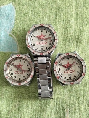 3 Uhren SLAVA Cjaba CCCP ROTER STERN NICHT FUNKTIONSFÄHIG, FÜR ERSATZTEILE ODER RESTAURIERUNG