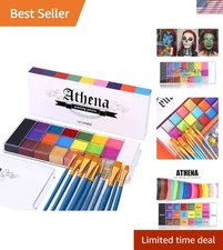20 Color Face Paint Set with Professional Brushes - Ideal for SFX & Cosplay Art