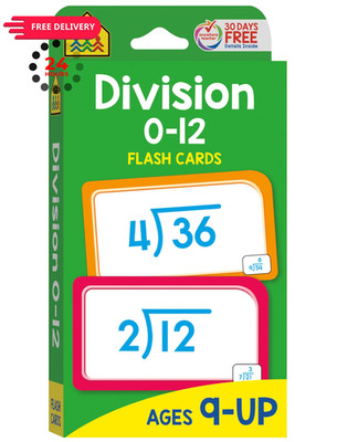 School Zone Division 0-12 Flash Cards: 56 Cards, 3rd Grade, 4th Large