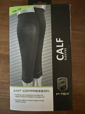 P-TEX KNIT COMPRESSION CALF SLEEVES P-TEXC400 LARGE Pair BLACK NEW