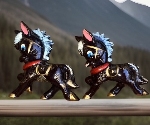 Vintage Tilso Burro Donkey Figurine Japan Hand Painted MCM Collectible 4" PAIR