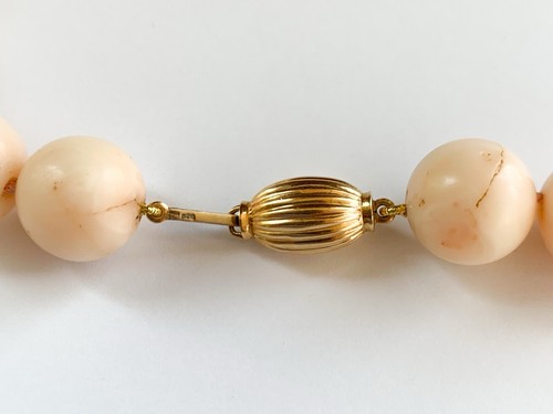Collana Corallo Rosa Oro Giallo 18 Kt Vintage - Foto 7 di 7