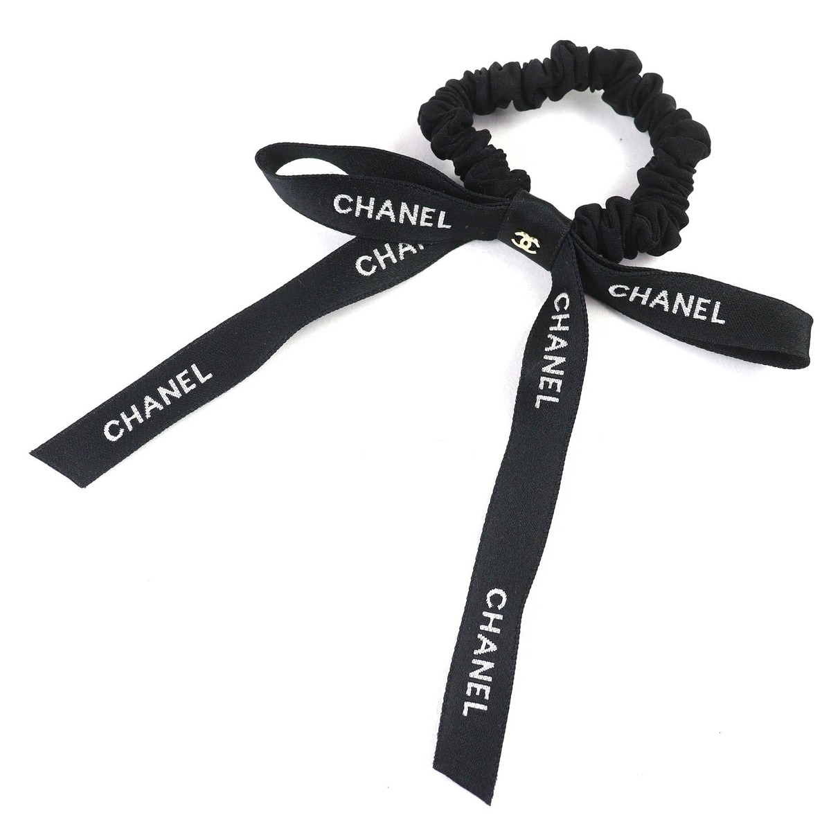 Excellent CHANEL hair accessory COCO Mark Logo Ribbon 