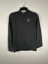 Puma Hoodie Boys L Black Pullover Fleece Kangaroo Pocket Logo Patch Sweatshirt