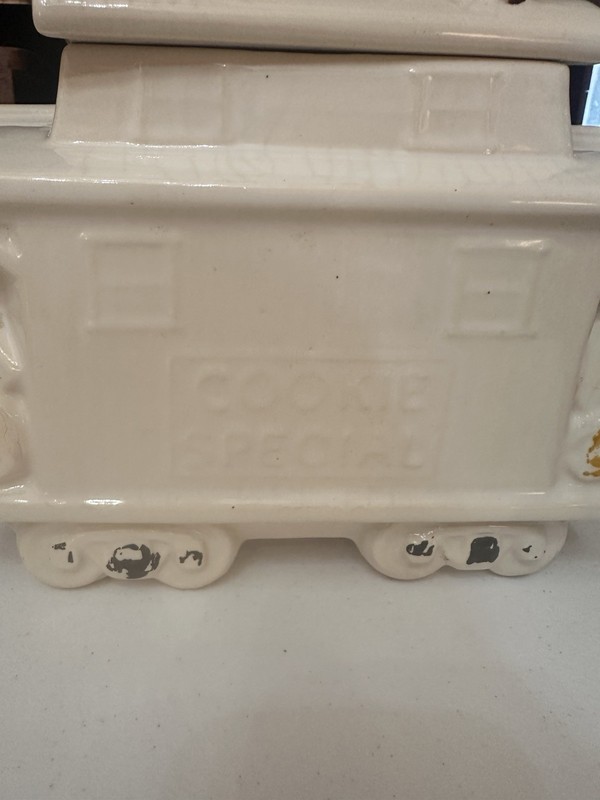 Train Caboose McCoy COOKIE SPECIAL Jar White Made in USA Vintage Cracker Jar