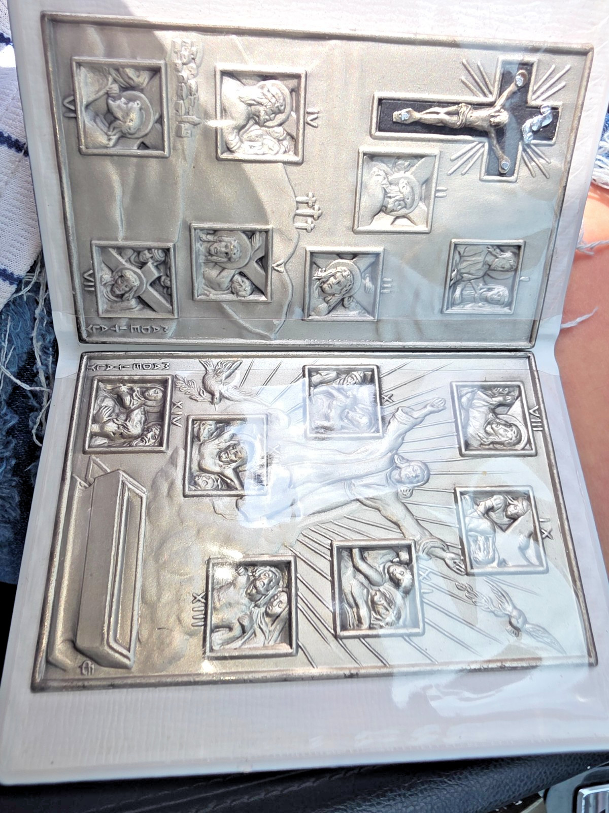 Antique / vintage Jesus 14 stations way of the cross romeade Italy