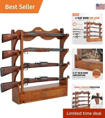 Elegant 4-Gun Wood Display Rack - Sturdy Wall Mount for Secure Firearm Storage