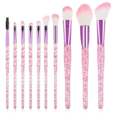 10-Piece Glitter Crystal Makeup Brush Set Professional Synthetic Foundation