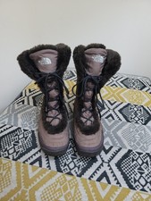 EUC The North Face Nuptse Quilted Fur Trim Lace Up Winter Boots size 6 EU 39