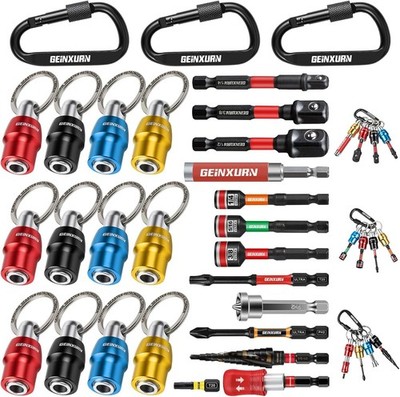 25Pcs Bit Holder Key Chain 1/4'' Hex Shank Quick Change Organizer Set Driver