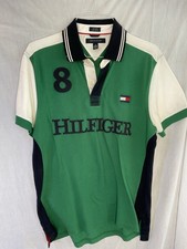 Vintage Tommy Hilfiger 8 Rugby Polo Shirt Custom Fit Collared Mens Y2K Sz Large