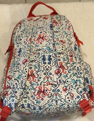 Vera Bradley Sea Life Animal Print Backpack Red Trim Zipper  display picture 3