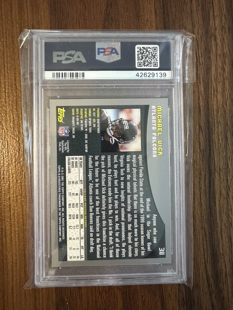 Michael Vick 2001 Topps #311 Collection Rookie Card PSA 10 view 2
