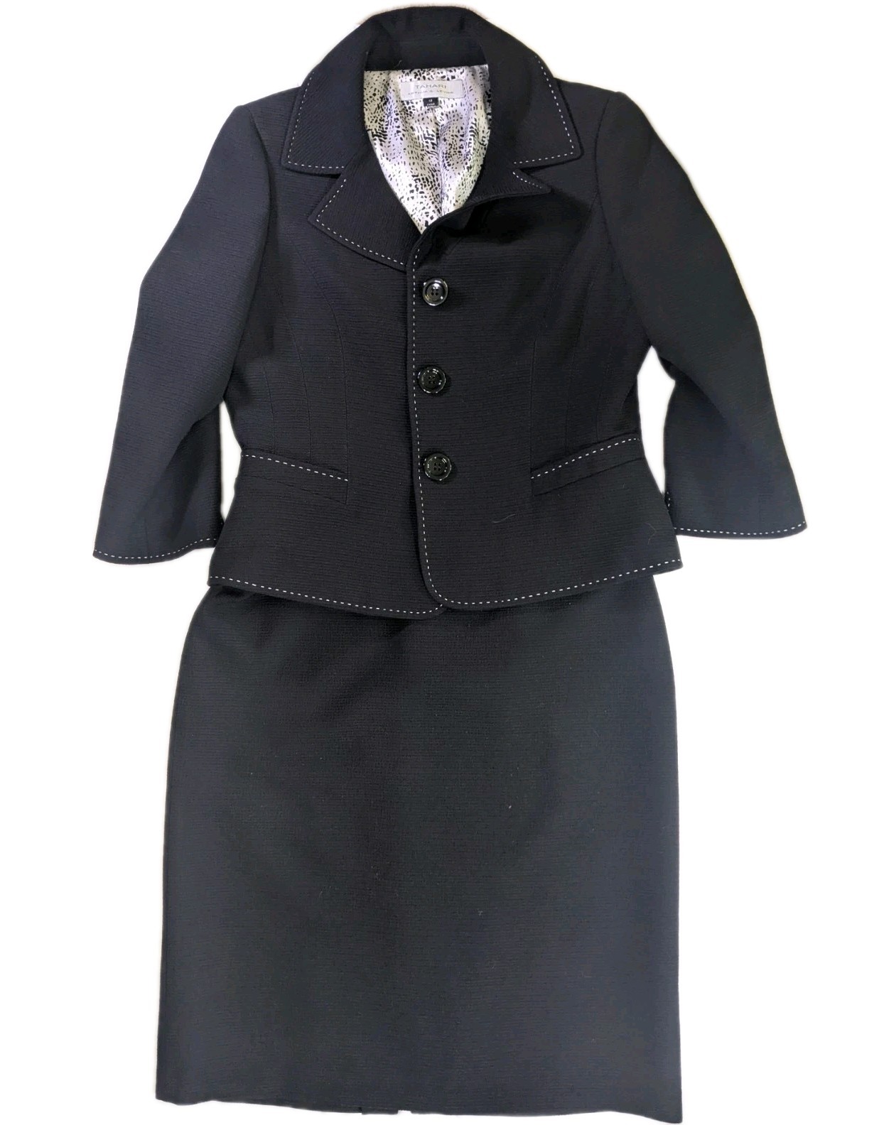 Tahari Arthur S. Levine Women’s 2-Piece Suit Set Black Skirt & Blazer Size 12...