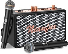 Retro Karaoke Machine with Two Wireless Microphones, Medium Size, Rose Gold