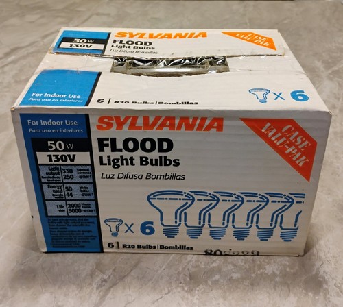 6-PACK Sylvania Indoor Flood Light 50w 130v NOT LED Bulbs R20 330 Lumens New