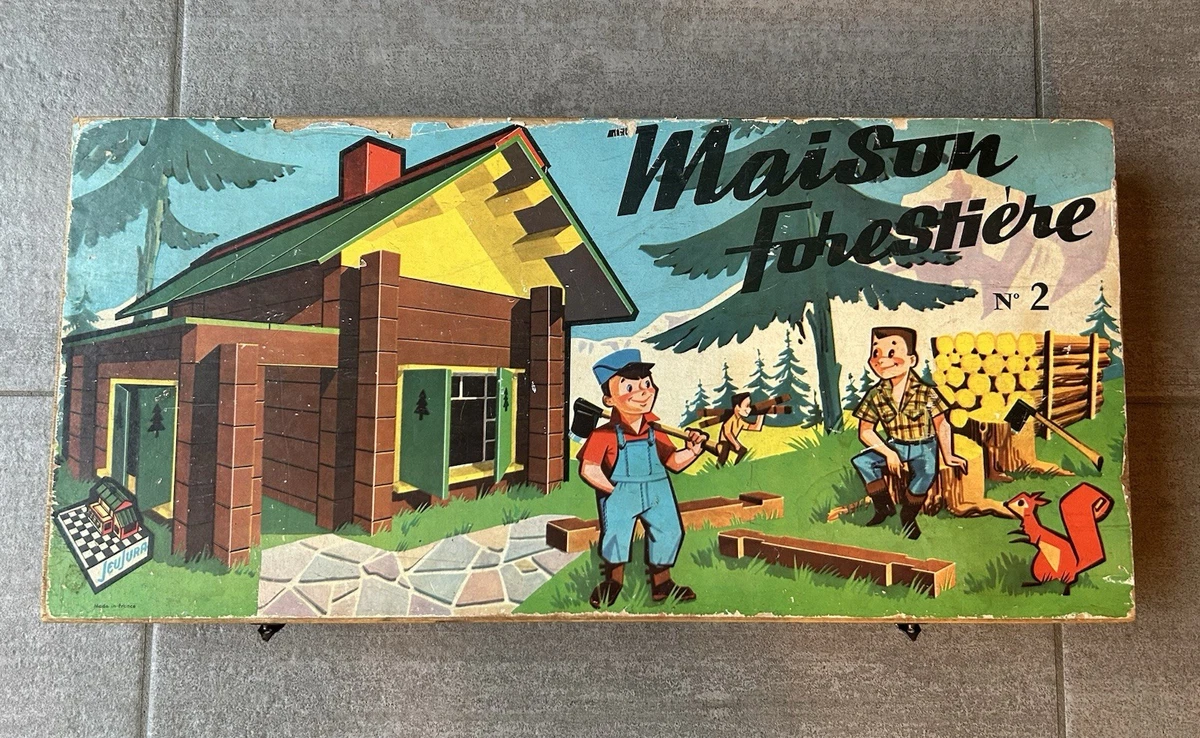 Jeu de construction en bois maison forestière n°2 Jeujura  , jeu vintage