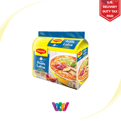 MAGGI 2-Minute Asam Laksa Instant Noodles (78g x 5) - Authentic Malaysia Halal