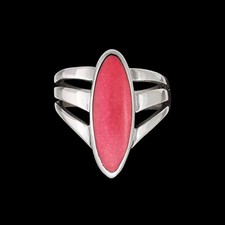 Sterling Silver and Pink Resin Three Prong Oval Ring